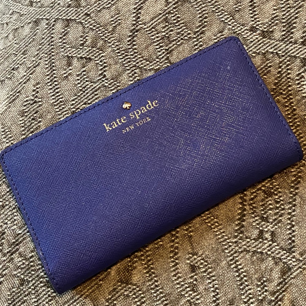 Royal Blue Kate Spade Spencer Slim Bifold Wallet